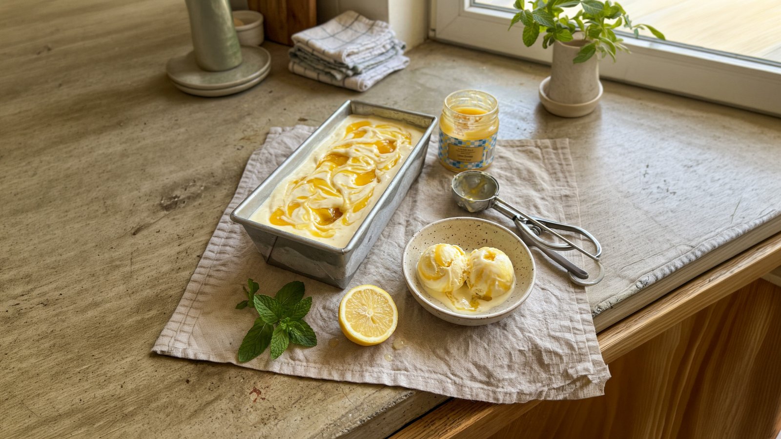 No-churn lemon curd dondurması